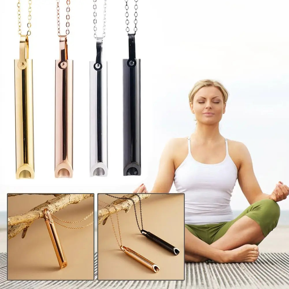 Stainless Steel Mindful Breathing Necklace Quit Smoking Anxiety Relief Necklace anti Vaping Breathing Necklace for Anxiety