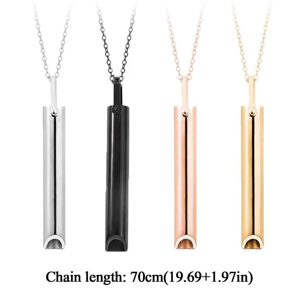 Stainless Steel Mindful Breathing Necklace Quit Smoking Anxiety Relief Necklace anti Vaping Breathing Necklace for Anxiety