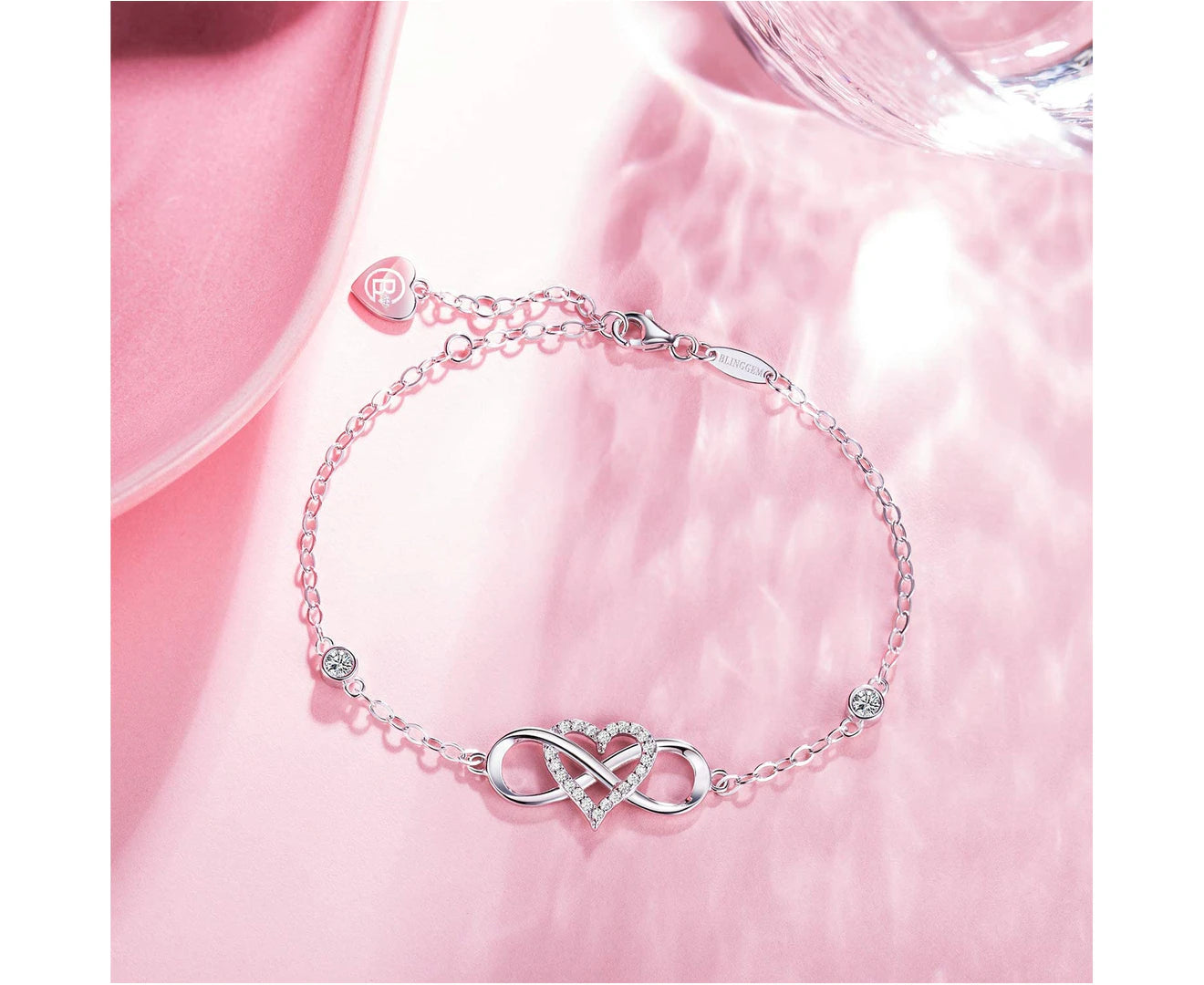 Bracelets for Women 925 Sterling Silver Dainty Religious Cross Faith Infinity Heart Love Symbol Sideways Cross God Blessed Bracelet Confirmation Gifts