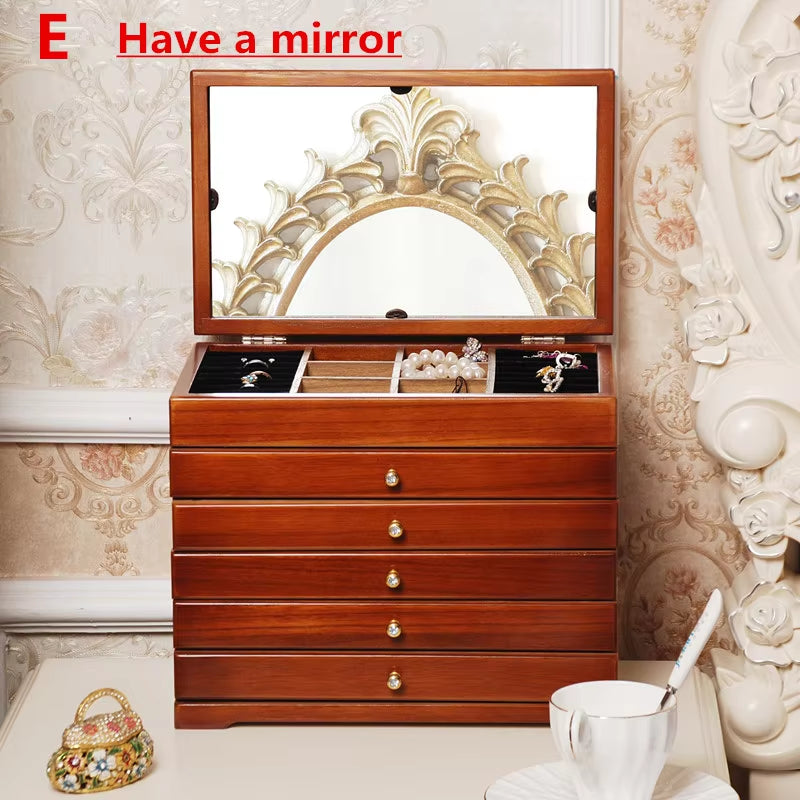 European 6 Floors Wood Jewelry Box Jewelry Display Casket / Earrings Ring Box /Jewelry Box Organizer /Case for Jewelry Gifts