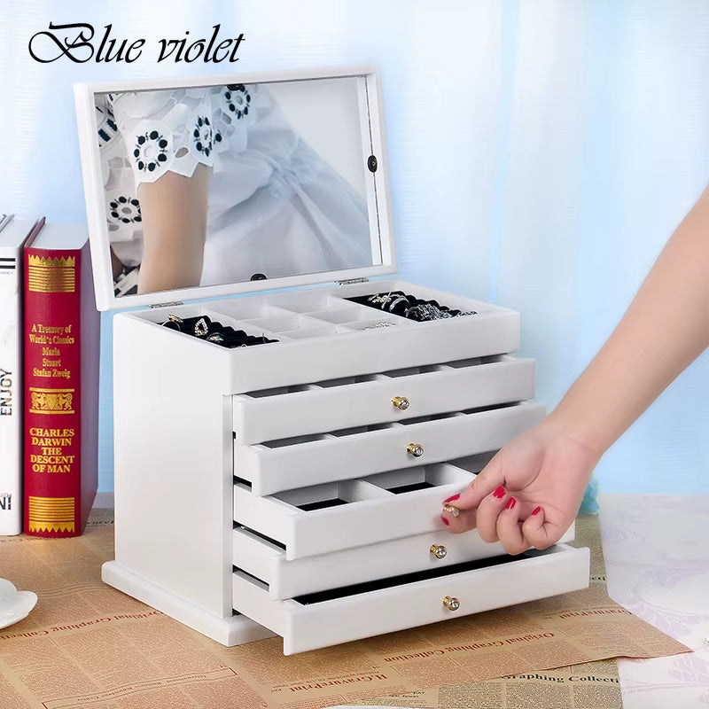 European 6 Floors Wood Jewelry Box Jewelry Display Casket / Earrings Ring Box /Jewelry Box Organizer /Case for Jewelry Gifts