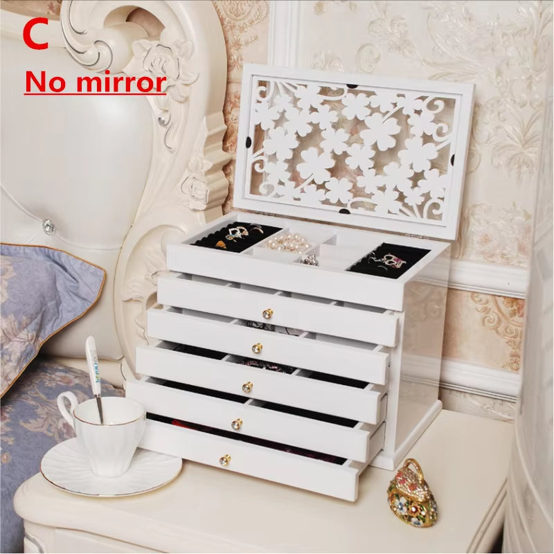 European 6 Floors Wood Jewelry Box Jewelry Display Casket / Earrings Ring Box /Jewelry Box Organizer /Case for Jewelry Gifts