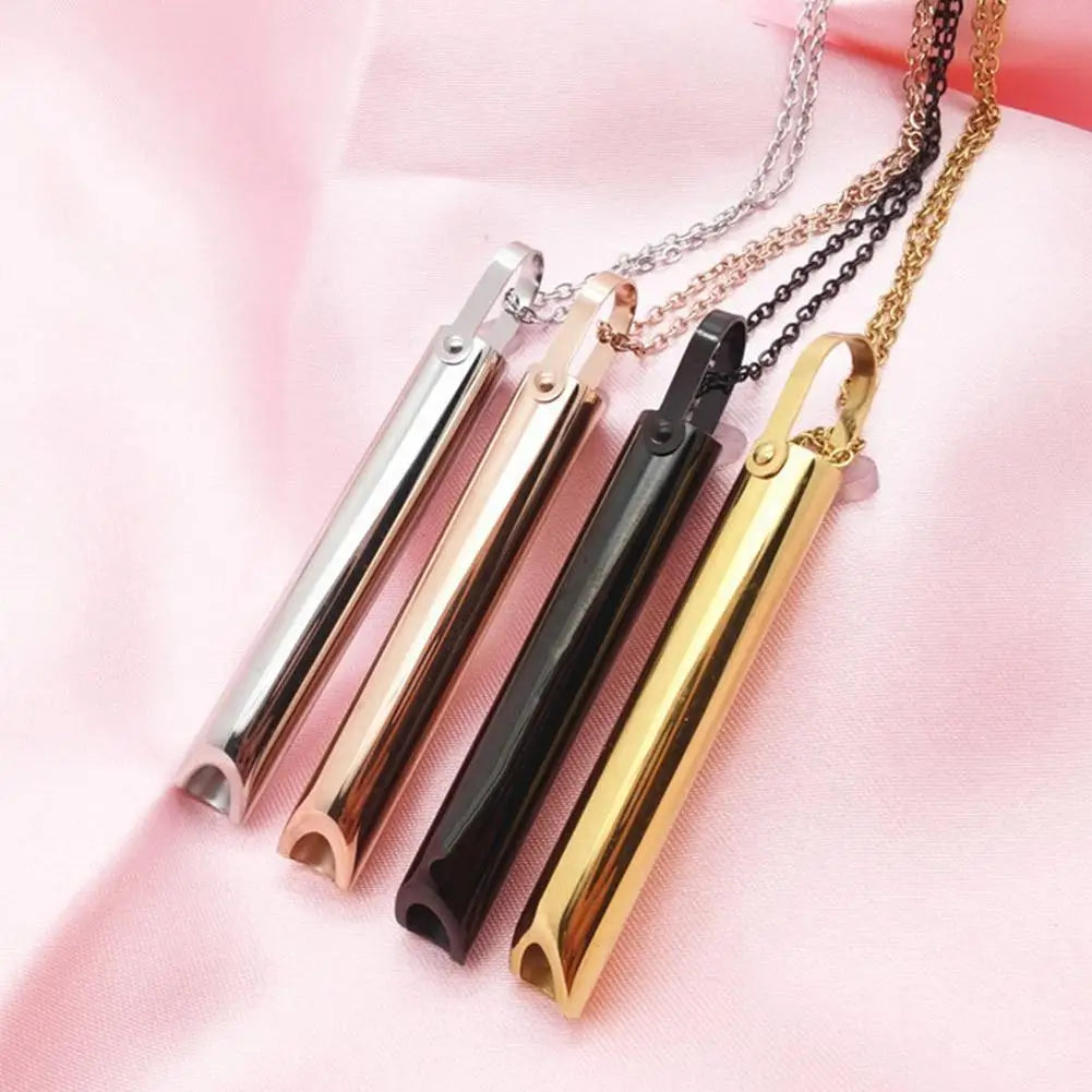 Stainless Steel Mindful Breathing Necklace Quit Smoking Anxiety Relief Necklace anti Vaping Breathing Necklace for Anxiety