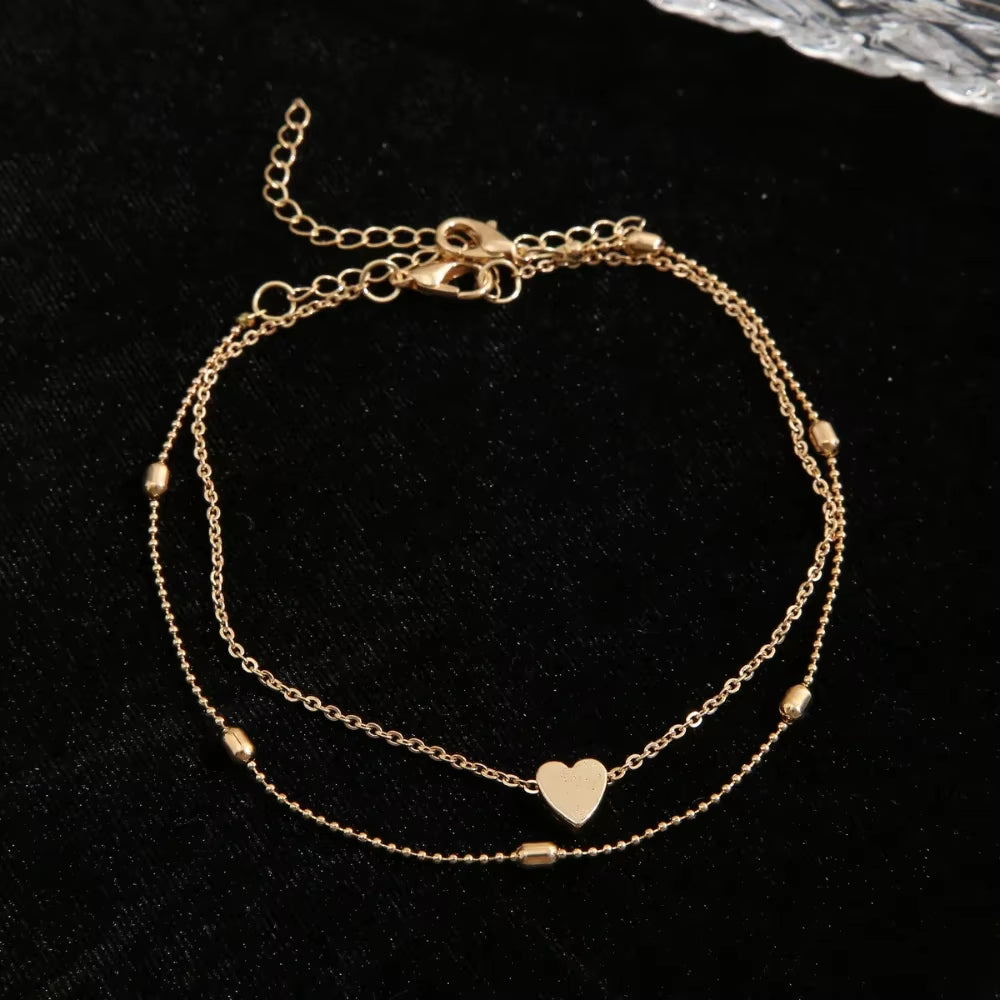 Female Heart Anklets Bracelet Sandals Foot Jewelry Leg New Anklets on Foot Bracelets for Women Leg Chain Jewelry Accessories