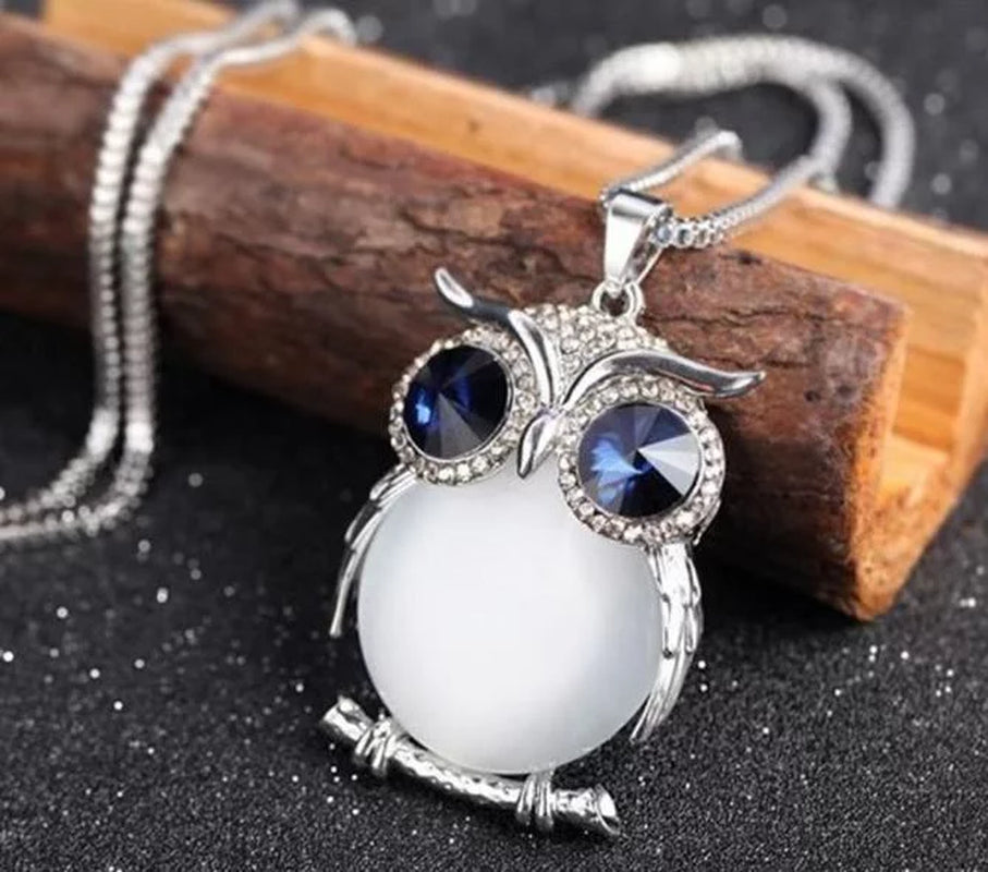 Real Necklace for Women Diamond Pendant Owl Women Jewelry Chain Sweater Long Necklace Necklaces Pendants Water Drop Necklace White