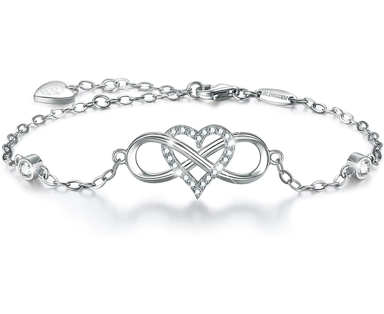 Bracelets for Women 925 Sterling Silver Dainty Religious Cross Faith Infinity Heart Love Symbol Sideways Cross God Blessed Bracelet Confirmation Gifts