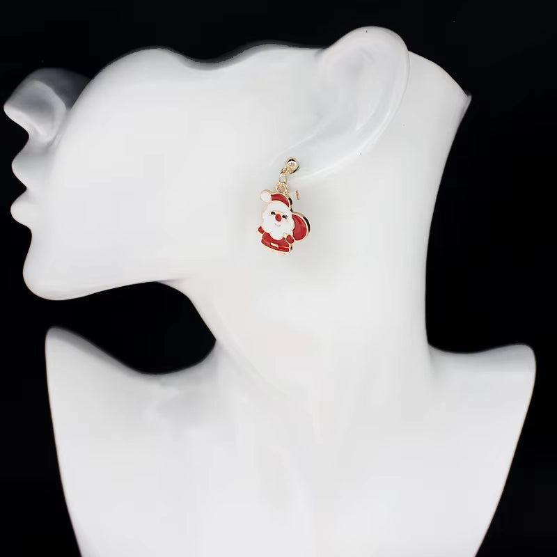 Santa Claus Christmas Earrings Snowman Deer Bell Christmas Tree Ear Jewelry Accessories Lovely Xmas Gift for Womennew Year Gifts