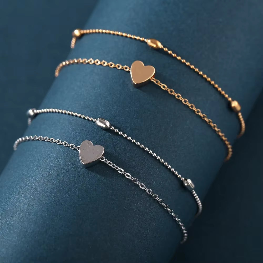 Female Heart Anklets Bracelet Sandals Foot Jewelry Leg New Anklets on Foot Bracelets for Women Leg Chain Jewelry Accessories