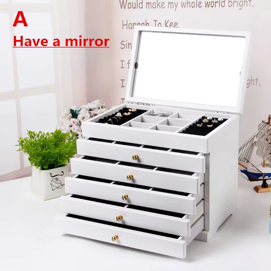 European 6 Floors Wood Jewelry Box Jewelry Display Casket / Earrings Ring Box /Jewelry Box Organizer /Case for Jewelry Gifts