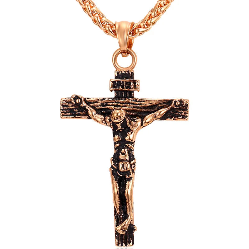 Crucifix Cross Pendant Stainless Steel Necklace for Women Men Faith Necklace Fashion Religious Jewelry Free Shipping