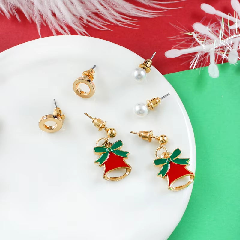 Santa Claus Christmas Earrings Snowman Deer Bell Christmas Tree Ear Jewelry Accessories Lovely Xmas Gift for Womennew Year Gifts