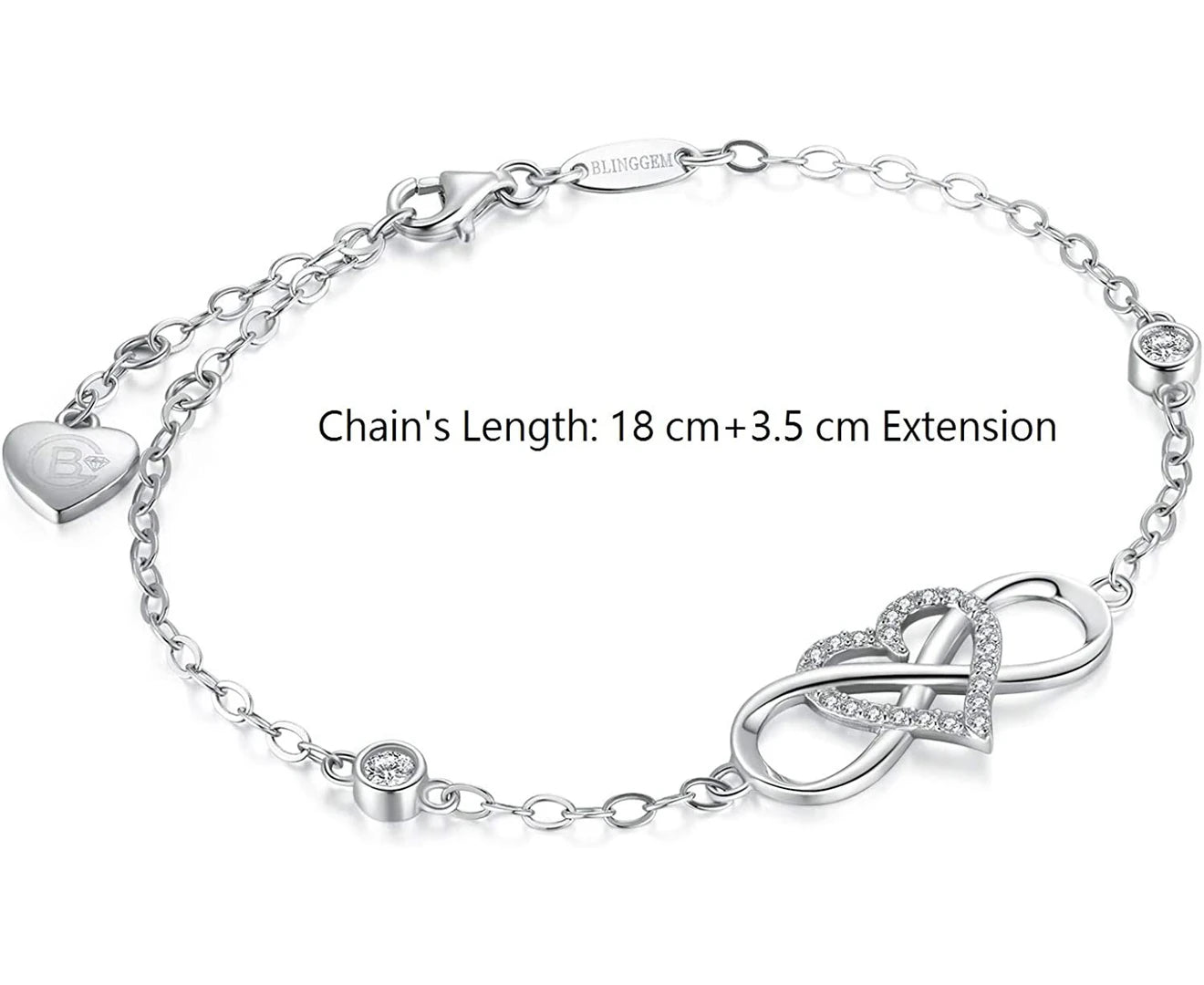 Bracelets for Women 925 Sterling Silver Dainty Religious Cross Faith Infinity Heart Love Symbol Sideways Cross God Blessed Bracelet Confirmation Gifts